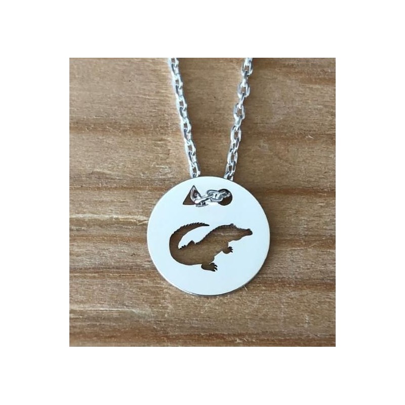 Collier femme argent, créateur CabaneTchanque, Pendentif Crocodile