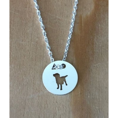 Collier femme argent, créateur CabaneTchanque, Pendentif Chien debout