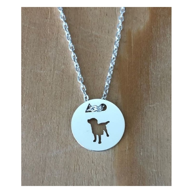 Collier femme argent, créateur CabaneTchanque, Pendentif Chien debout