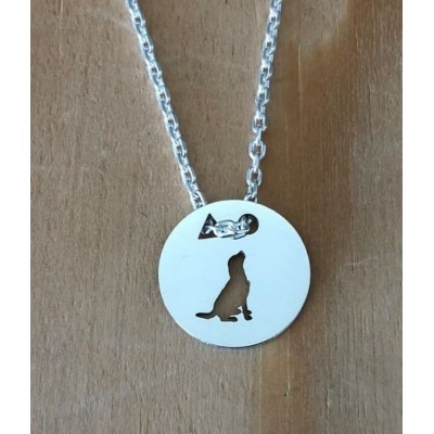 Collier femme argent, créateur CabaneTchanque, Pendentif Chien assis