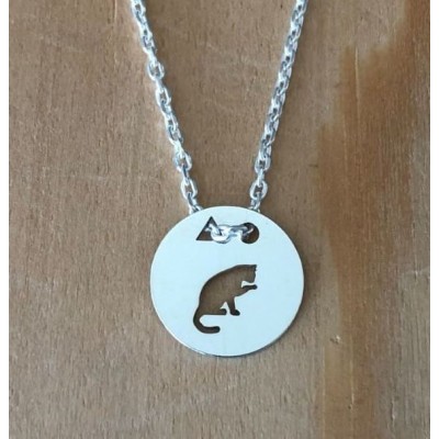 Collier femme argent, créateur CabaneTchanque, Pendentif Chat patte