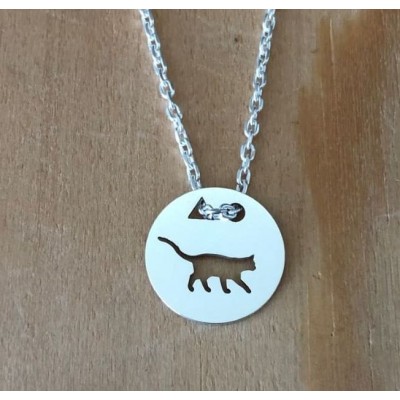 Collier femme argent, créateur CabaneTchanque, Pendentif Chat debout