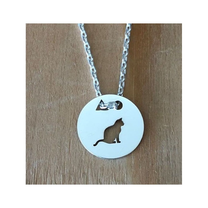 Collier femme argent, créateur CabaneTchanque, Pendentif Chat Assis