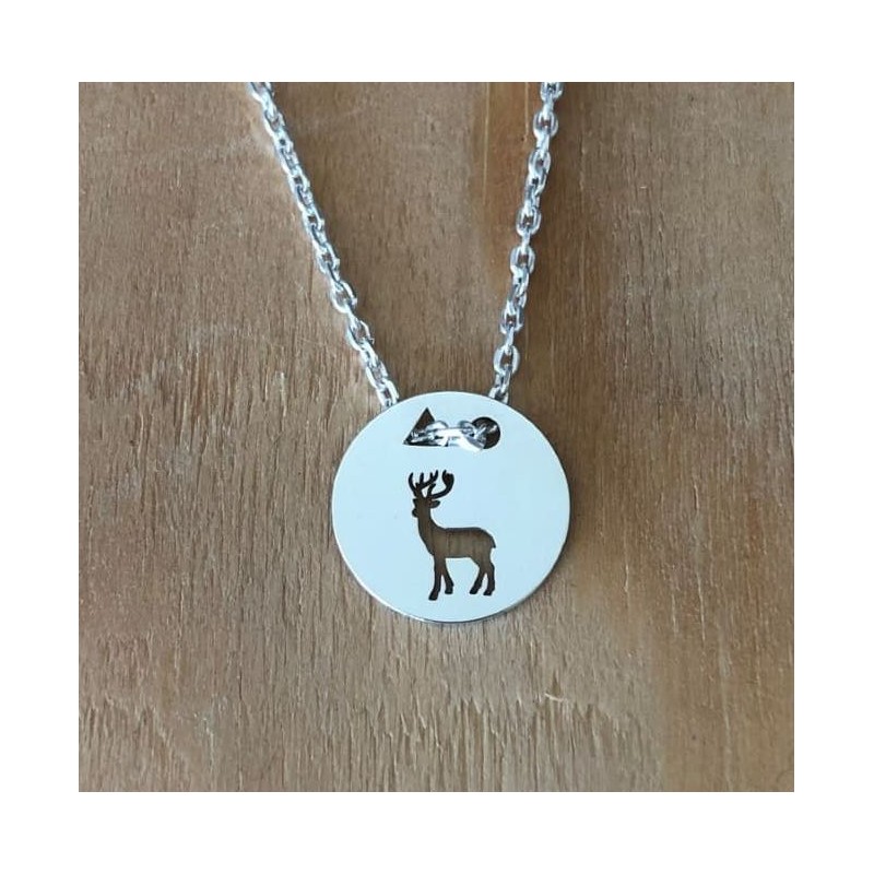Collier femme argent, créateur CabaneTchanque, Pendentif Cerf
