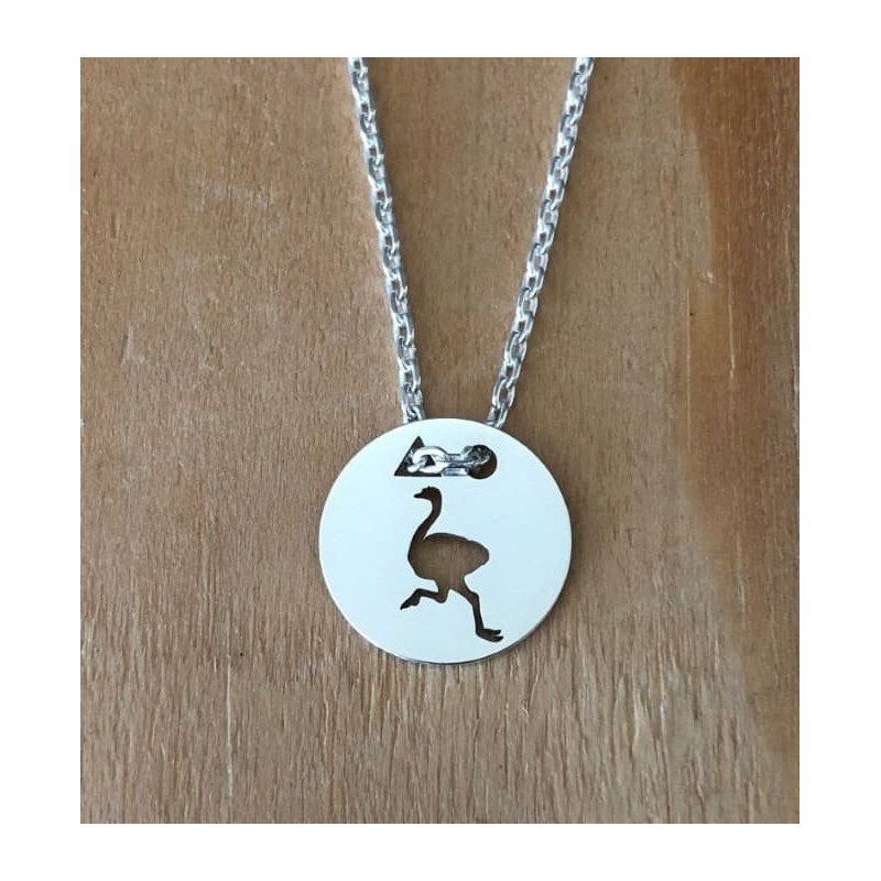 Collier femme argent, créateur CabaneTchanque, Pendentif Autruche