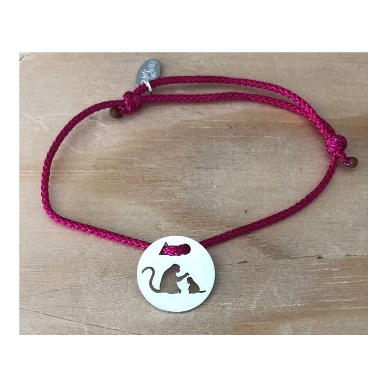 Bracelet femme argent, Token's Singe, Cordon couleur au choix