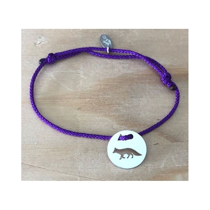 Bracelet femme argent, Token's Renard, Cordon couleur au choix