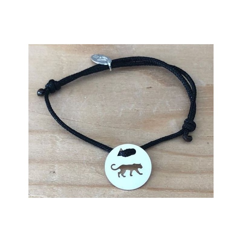 Bracelet femme argent, Token's Puma, Cordon couleur au choix
