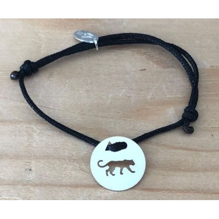 Bracelet femme argent, Token's Puma, Cordon couleur au choix