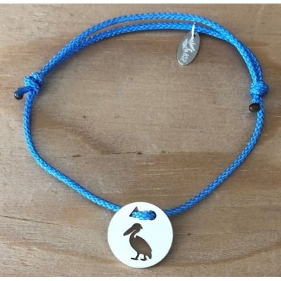 Bracelet femme argent, Token's Pélican, Cordon couleur au choix