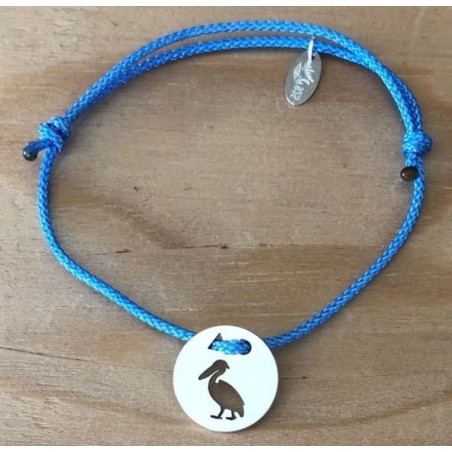 Bracelet femme argent, Token's Pélican, Cordon couleur au choix Bracelet femme argent, Token's Pélican, Cordon couleur au choix