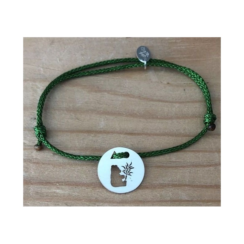 Bracelet femme argent, Token's Panda, Cordon couleur au choix