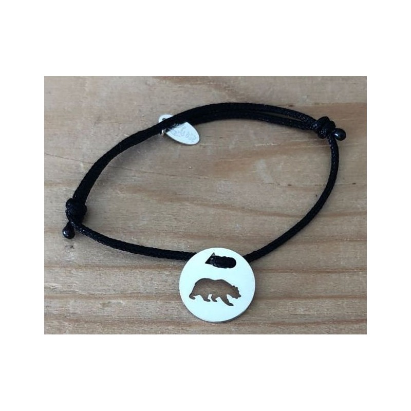 Bracelet femme argent, Token's Ours, Cordon couleur au choix