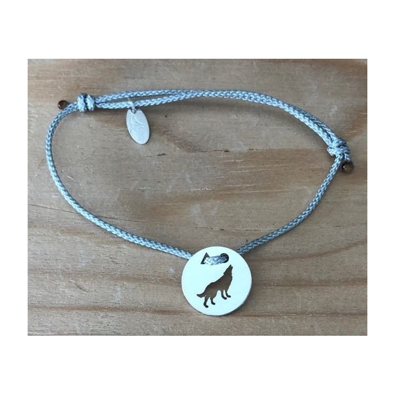 Bracelet femme argent, Token's Loup, Cordon couleur au choix