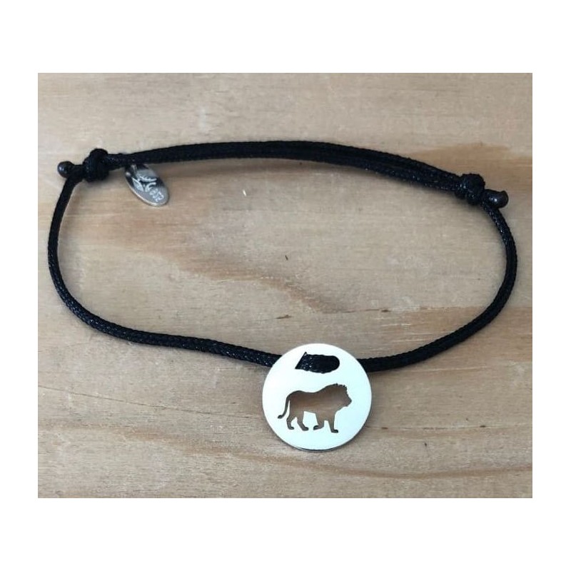 Bracelet femme argent, Token's Lion, Cordon couleur au choix