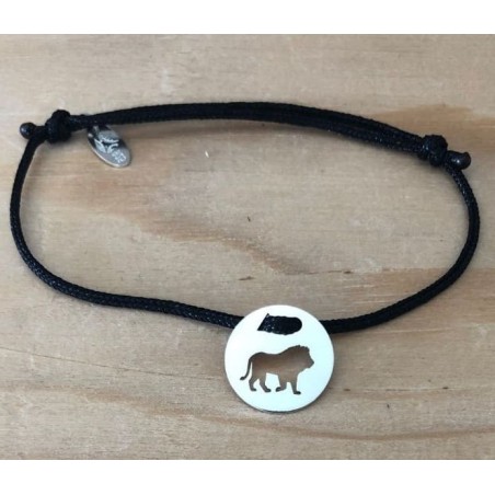 Bracelet femme argent, Token's Lion, Cordon couleur au choix Bracelet femme argent, Token's Lion, Cordon couleur au choix