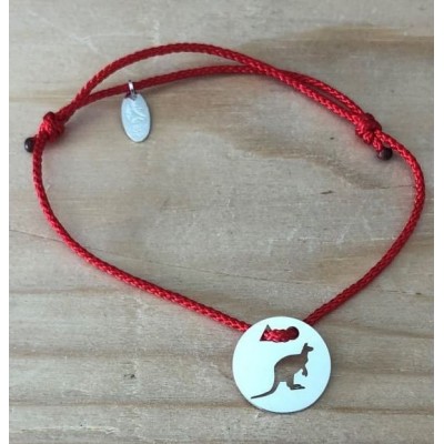 Bracelet femme argent, Token's Kangourou, Cordon couleur au choix