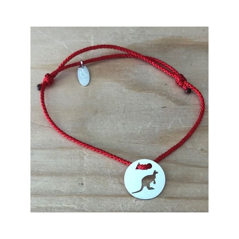 Bracelet femme argent, Token's Kangourou, Cordon couleur au choix