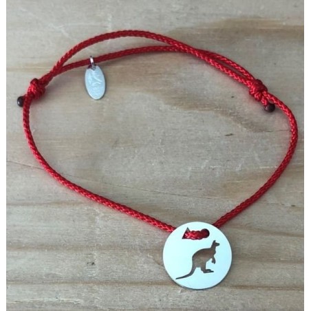 Bracelet femme argent, Token's Kangourou, Cordon couleur au choix