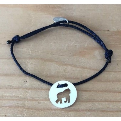 Bracelet femme argent, Token's Gorille, Cordon couleur au choix