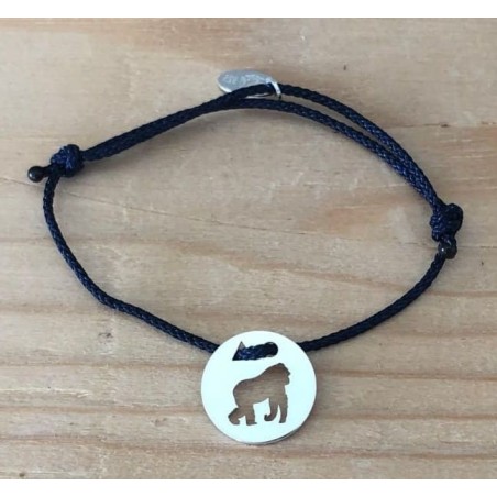 Bracelet femme argent, Token's Gorille, Cordon couleur au choix