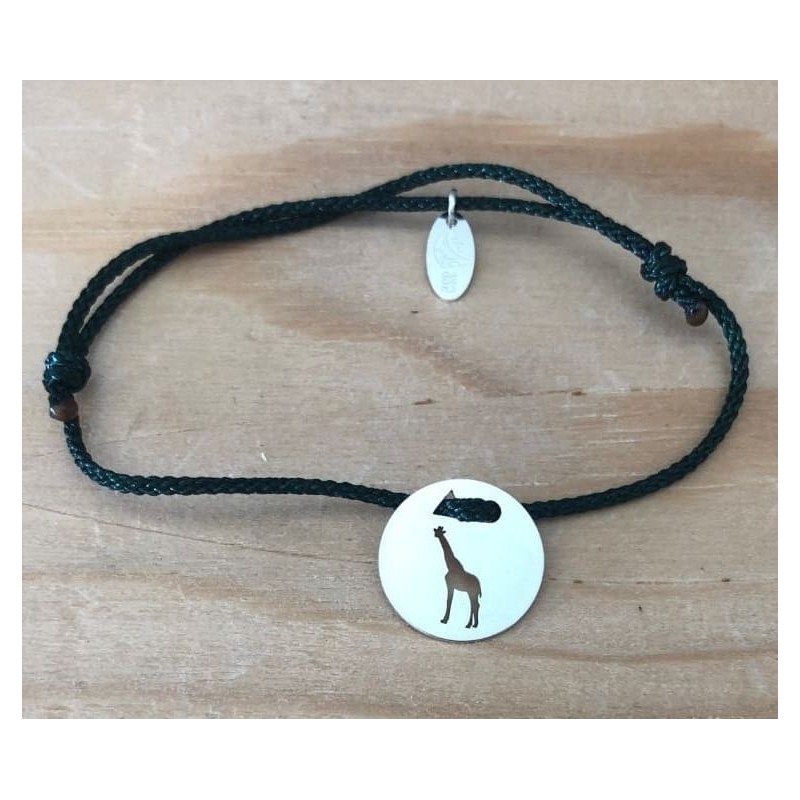 Bracelet femme argent, Token's Girafe, Cordon couleur au choix