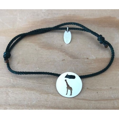 Bracelet femme argent, Token's Girafe, Cordon couleur au choix Bracelet femme argent, Token's Girafe, Cordon couleur au choix