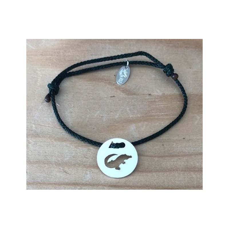 Bracelet femme argent, Token's Crocodile, Cordon couleur au choix