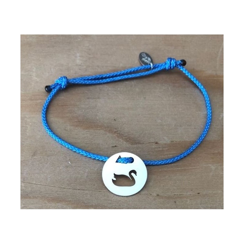 Bracelet femme argent, Token's Cygne, Cordon couleur au choix