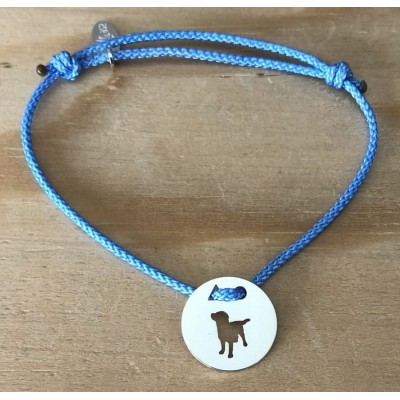 Bracelet femme argent, Token's Chien debout, Cordon couleur au choix