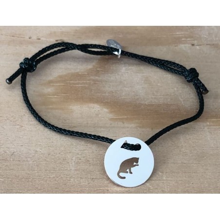 Bracelet femme argent, Token's Chat patte, Cordon couleur au choix Bracelet femme argent, Token's Chat patte, Cordon couleur au choix