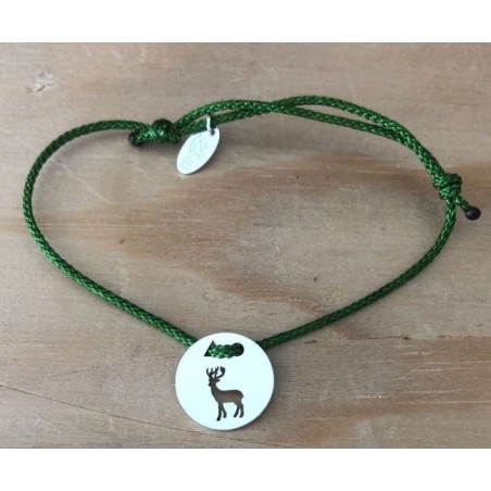 Bracelet femme argent, Token's Cerf, Cordon couleur au choix