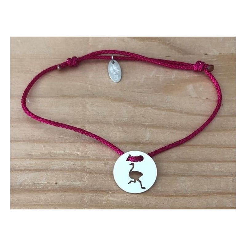 Bracelet femme argent, Token's Autruche, Cordon couleur au choix