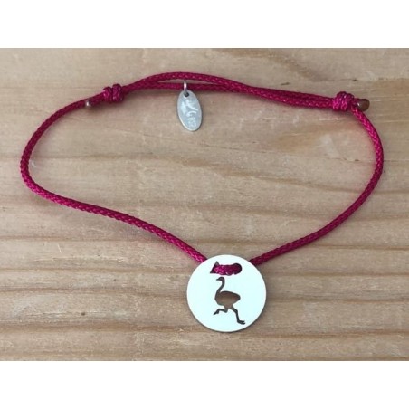 Bracelet femme argent, Token's Autruche, Cordon couleur au choix Bracelet femme argent, Token's Autruche, Cordon couleur au choix