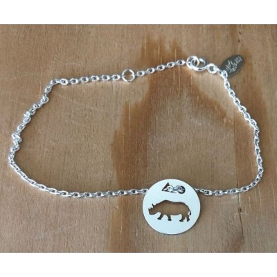 Bracelet femme argent, créateur CabaneTchanque, Token's Hippopotame
