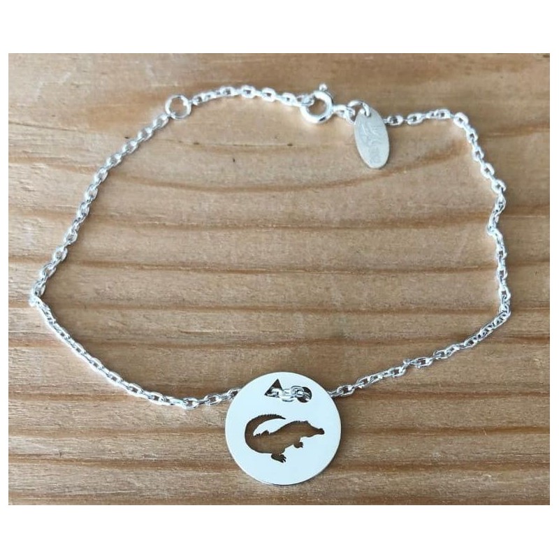 Bracelet femme argent, créateur CabaneTchanque, Token's Crocodile
