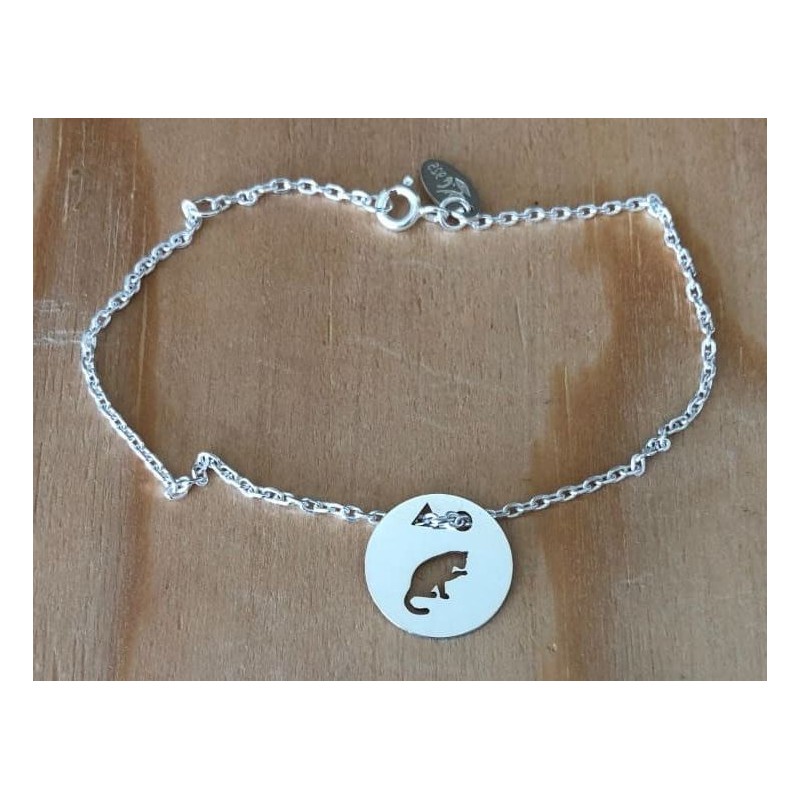 Bracelet femme argent, créateur CabaneTchanque, Token's Chat patte