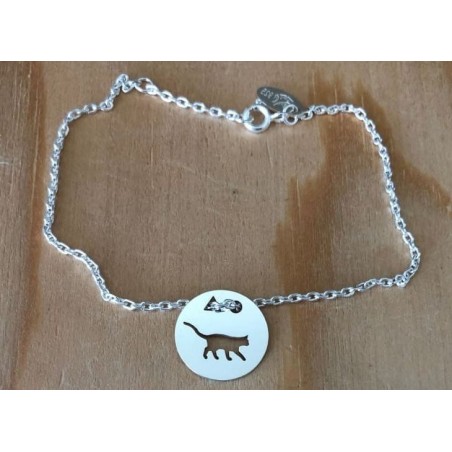 Bracelet femme argent, créateur CabaneTchanque, Token's Chat debout