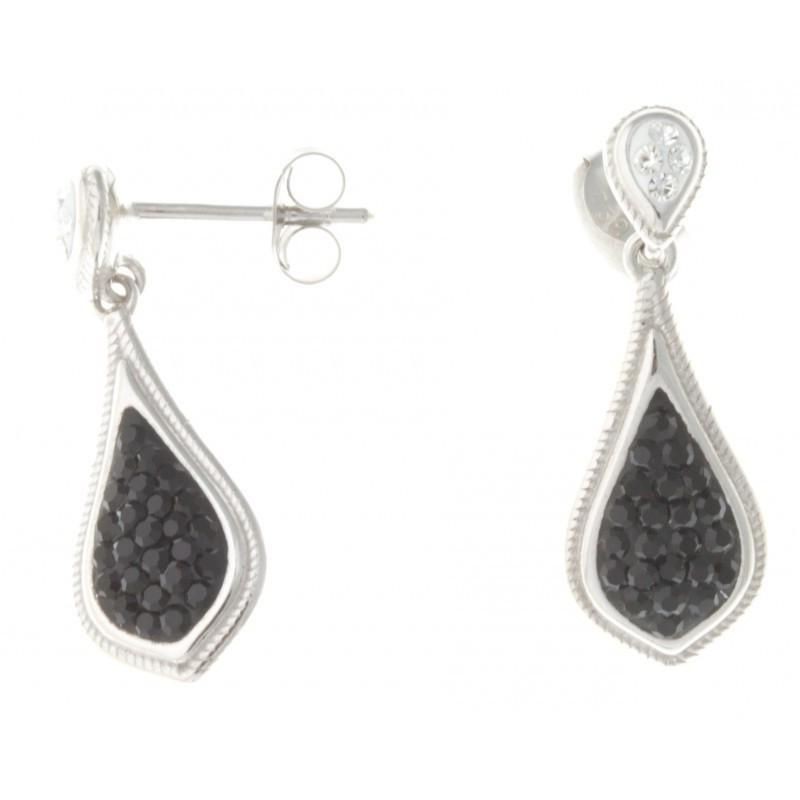 boucle d'oreille en argent 925 fantaisie pour femme, Blackout boucle d'oreille en argent 925 fantaisie pour femme, Blackout