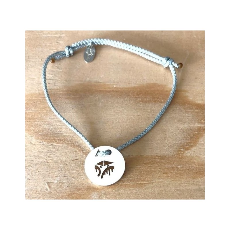 Bracelet femme argent, Token's Cabane, Cordon couleur au choix