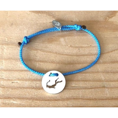 Bracelet femme argent, Token's Plongeur, Cordon couleur au choix