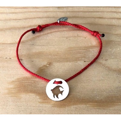 Bracelet femme argent, Token's Poisson, Cordon couleur au choix