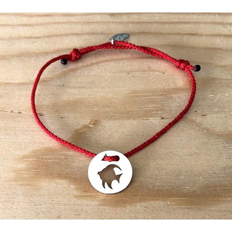 Bracelet femme argent, Token's Poisson, Cordon couleur au choix