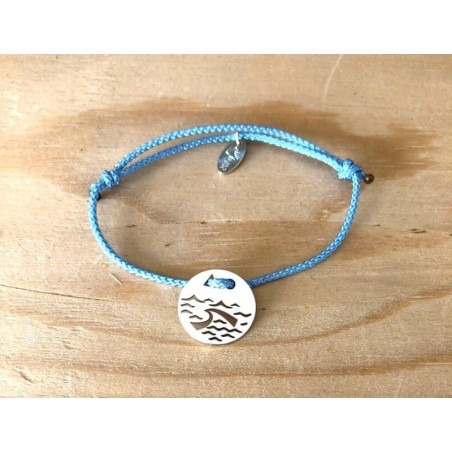 Bracelet femme argent, Token's Vague, Cordon couleur au choix