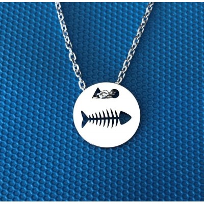 Collier femme argent, créateur CabaneTchanque, Pendentif Arrete de poisson