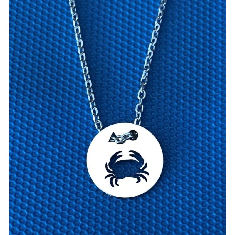 Collier femme argent, créateur CabaneTchanque, Pendentif Crabe