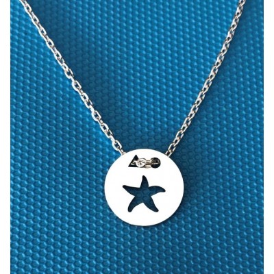 Collier femme argent, créateur CabaneTchanque, Pendentif Etoile de mer