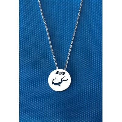 Collier femme argent, créateur CabaneTchanque, Pendentif Plongeur