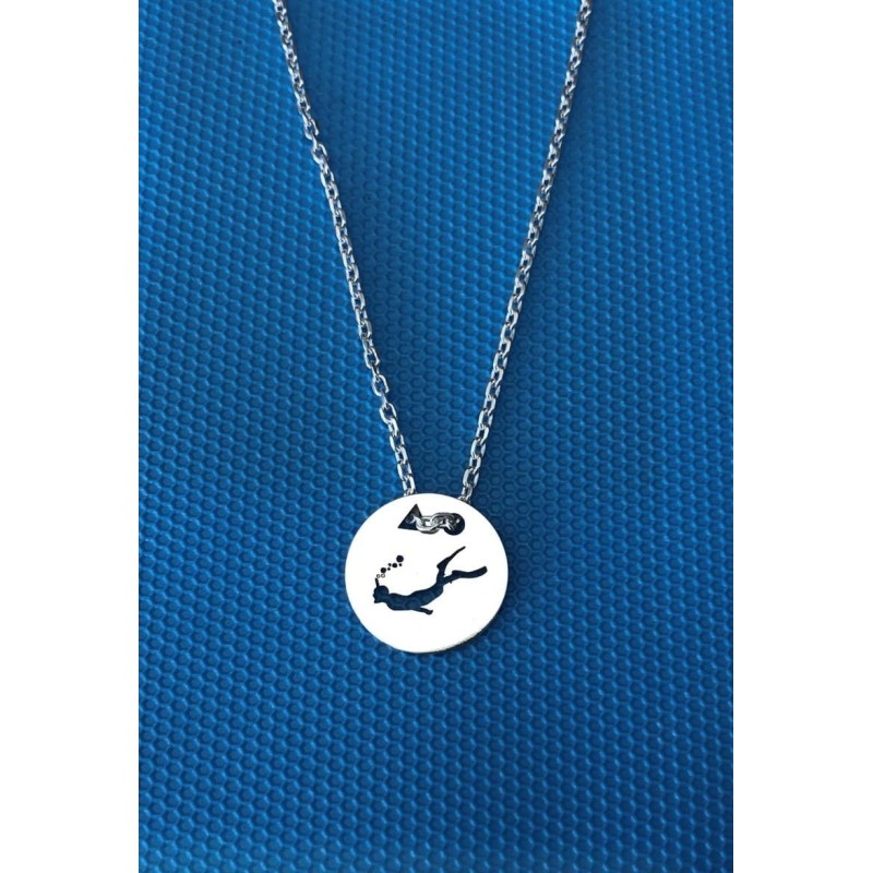 Collier femme argent, créateur CabaneTchanque, Pendentif Plongeur