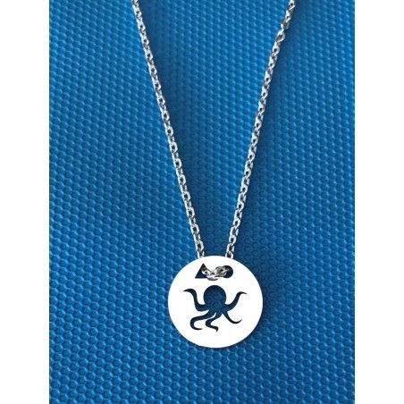 Collier femme argent, créateur CabaneTchanque, Pendentif Poulpe